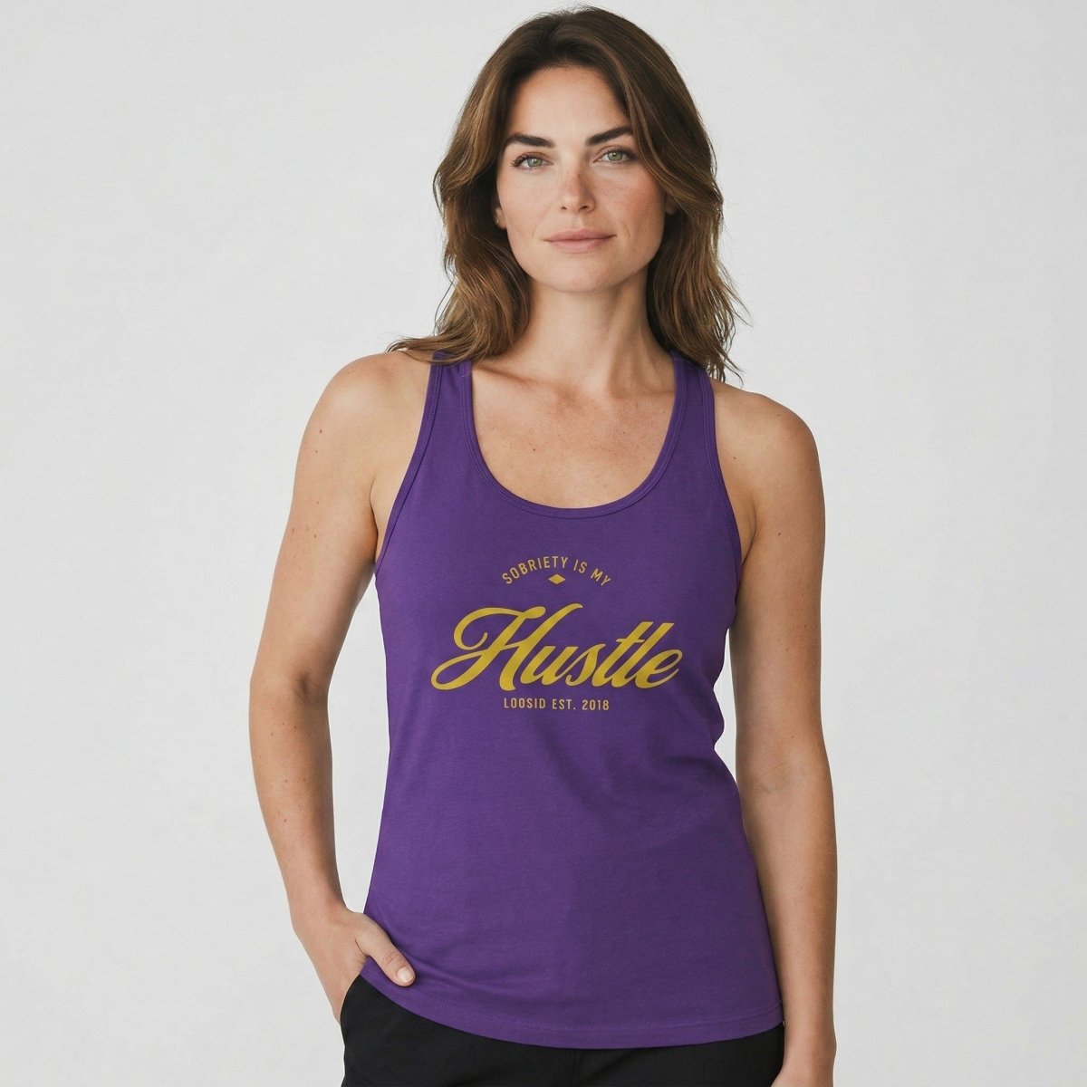 Sobriety is My Hustle Sober Tank Top flat lay styled image (view 13)