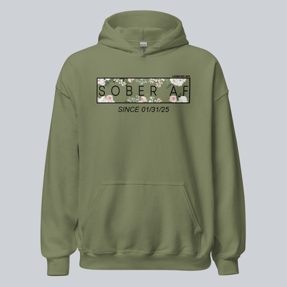 Sober AF Flower Recovery Hoodie close-up view (view 12)