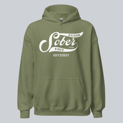 Men Sober Since Recovery Hoodie fit detail (view 19)