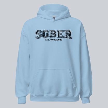 Sober Collegiate Hoodie W Personalize Sobriety Date Recovery Hoodie packaging detail (view 18)
