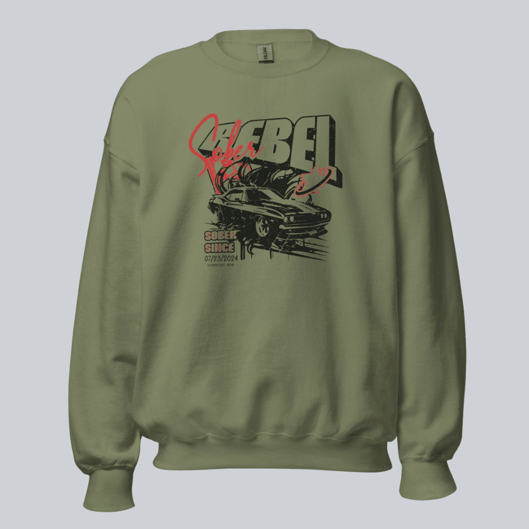 Sober Rebel Sobriety Recovery Hoodie fit detail (view 19)