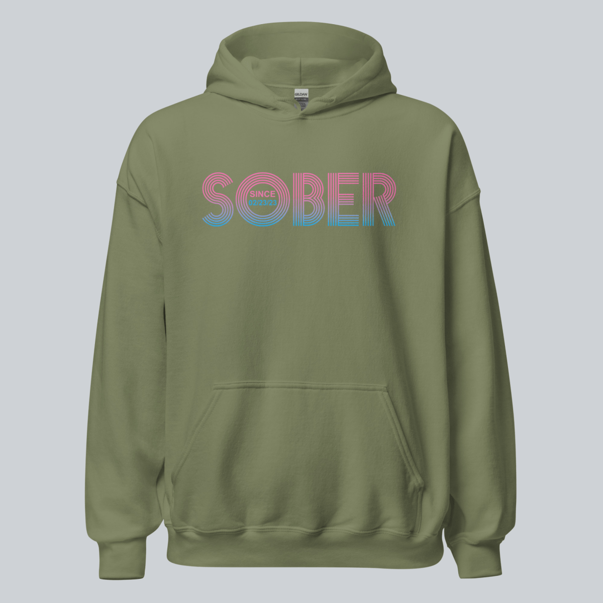 Retro Sobriety Date Recovery Hoodie graphic detail (view 34)