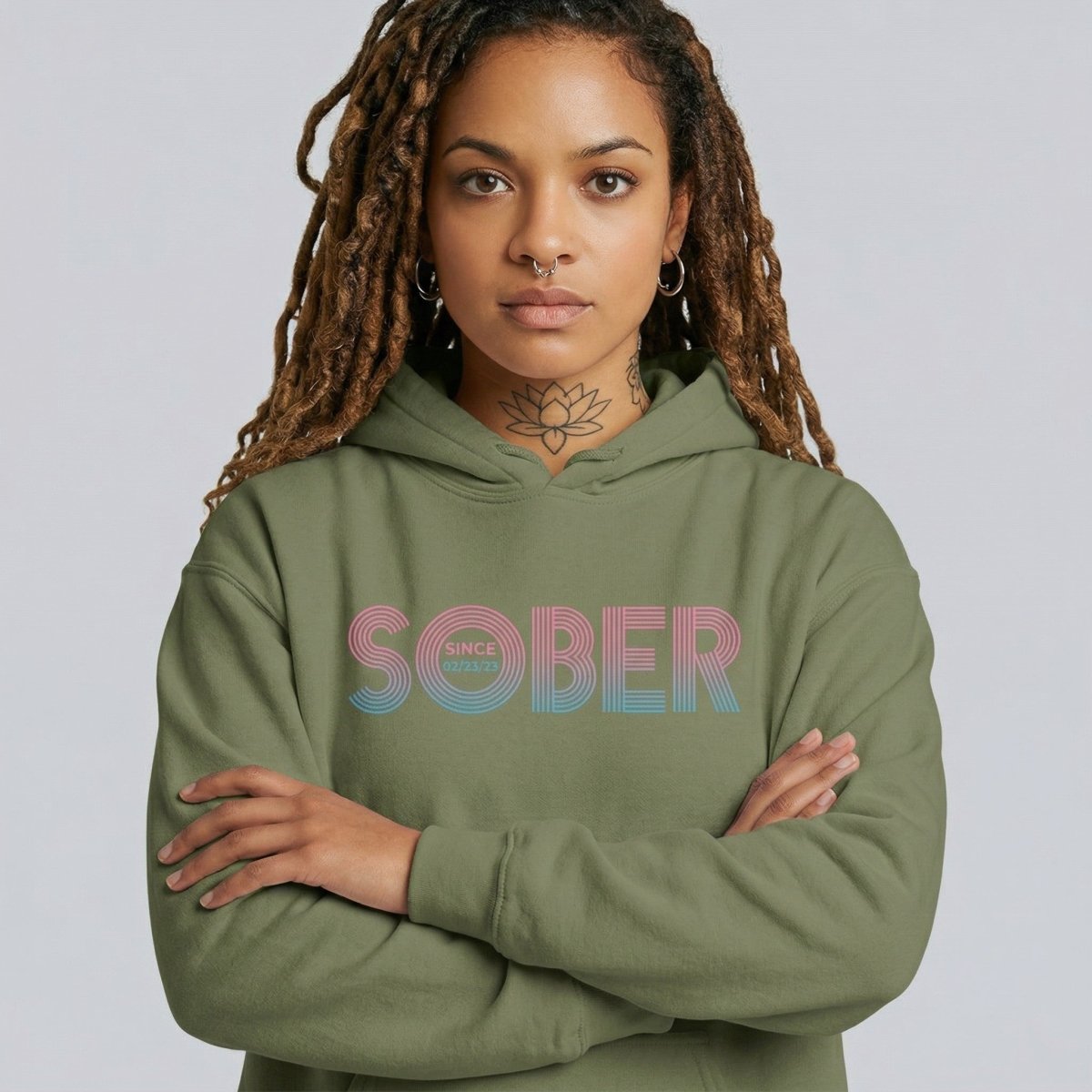 Retro Sobriety Date Recovery Hoodie side view (view 36)