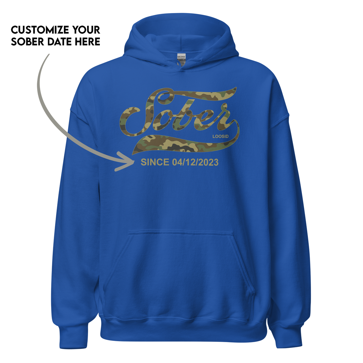 Recovery Hoodie with custom date for honoring recovery journeys