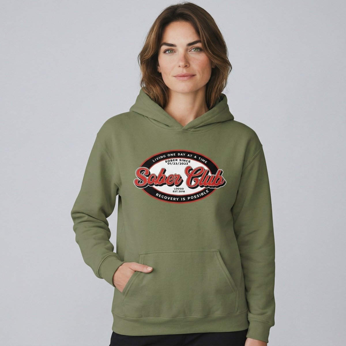 Sober Club Badge Recovery Hoodie side view (view 26)
