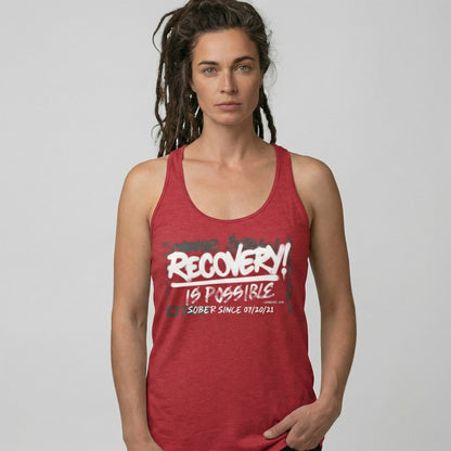 Recovery Is Possible Sober Tank Top flat lay styled image (view 13)