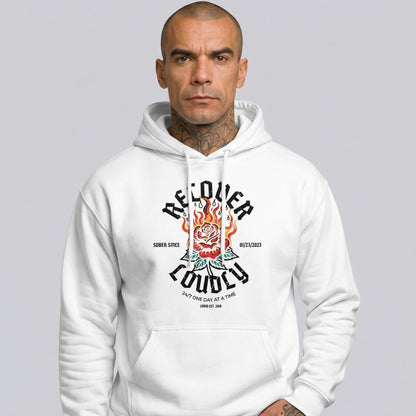 Recover Loudly Custom Sobriety Date Recovery Hoodie featuring the design (view 11)