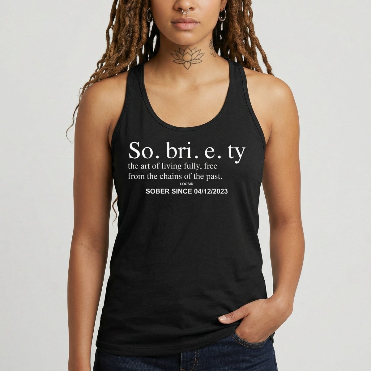 Sobriety Definition Women's w Personalize Sober Date Sober Tank Top product photo (view 10)