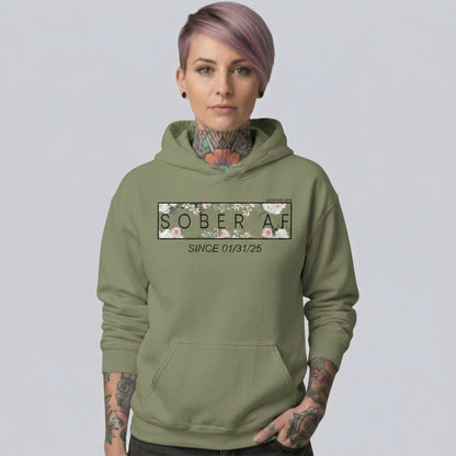 Sober AF Flower Recovery Hoodie side view (view 16)
