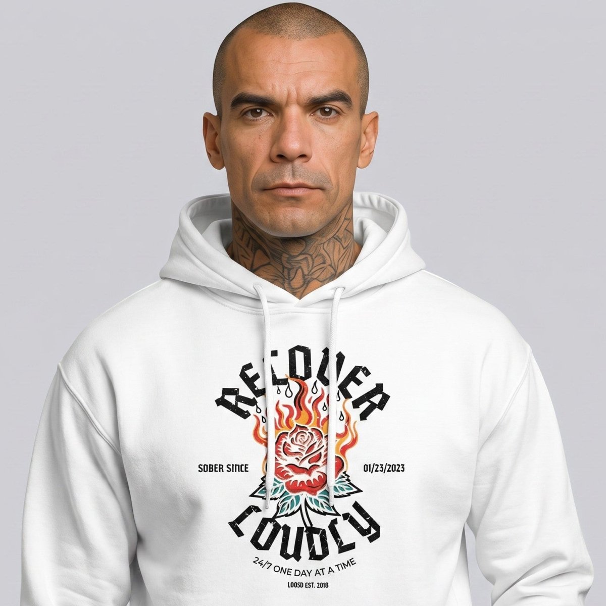 Recover Loudly Custom Sobriety Date Recovery Hoodie product photo (view 10)