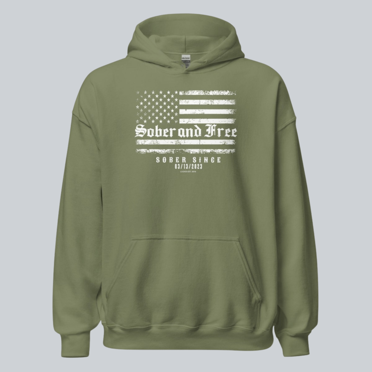 Sober and Free Custom Sobriety Date Recovery Hoodie fit detail (view 19)