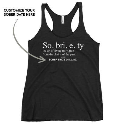 Sobriety Definition Women's w Personalize Sober Date Sober Tank Top packaging detail (view 8)