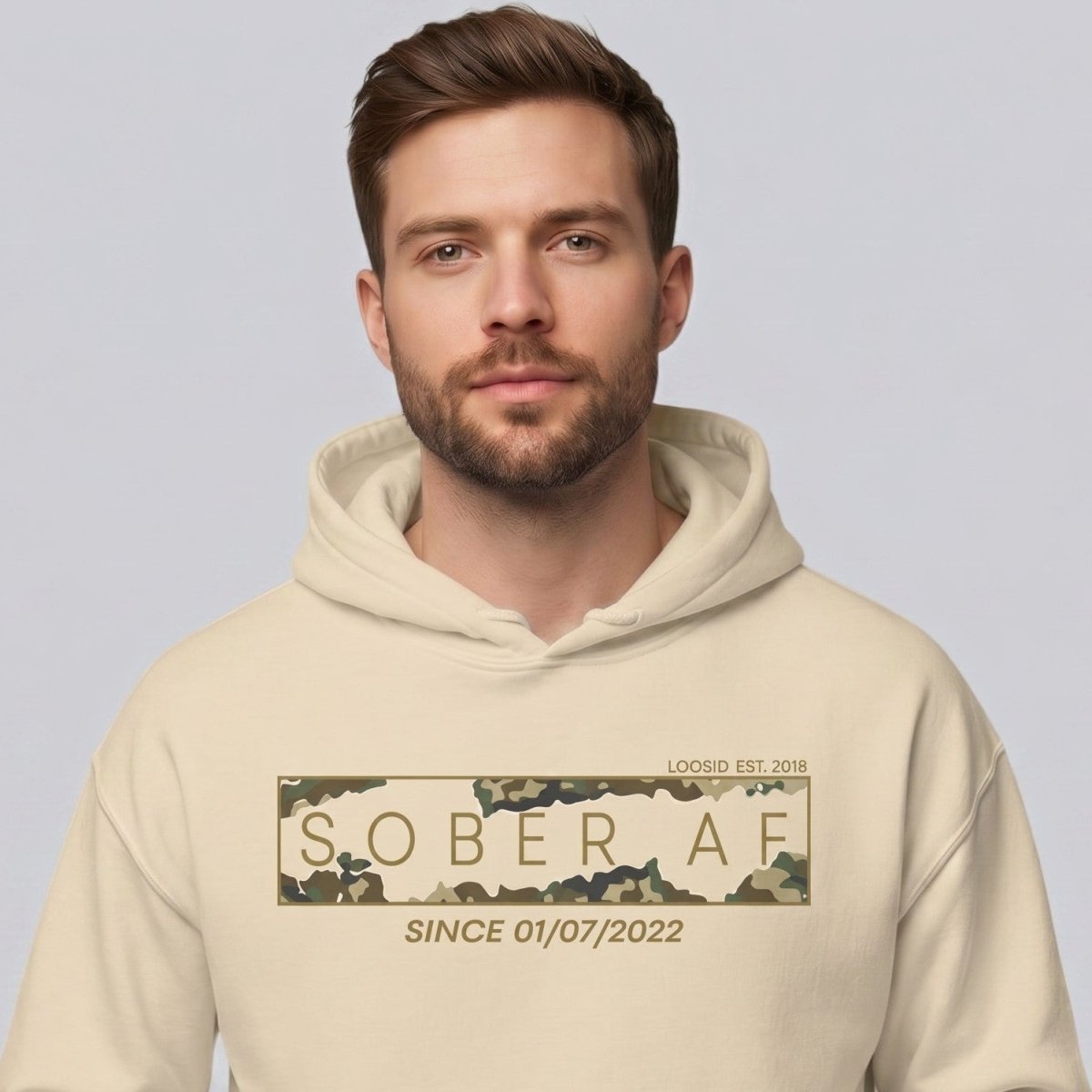 Sober AF Camo Recovery Hoodie graphic detail (view 24)