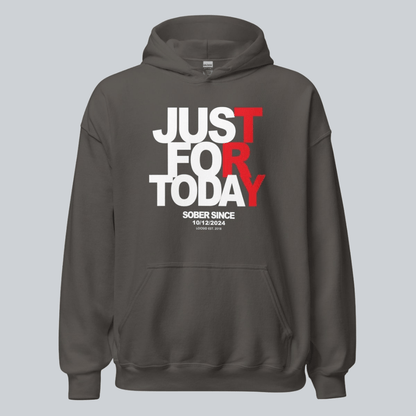 Just For Today Women's Custom Sobriety Date Recovery Hoodie close-up view (view 12)