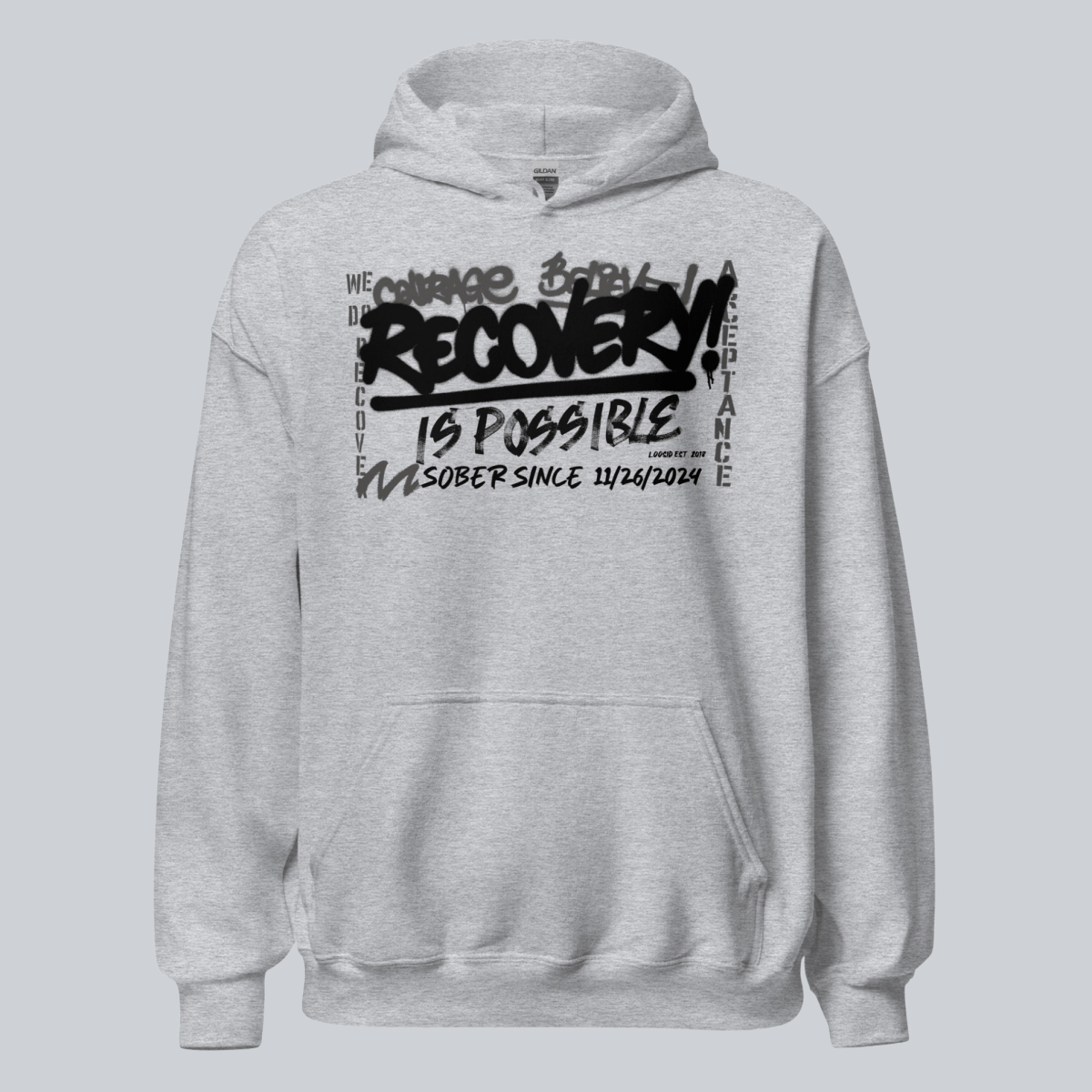 Recovery Is Possible Hoodie with Date Recovery Hoodie lifestyle view (view 35)