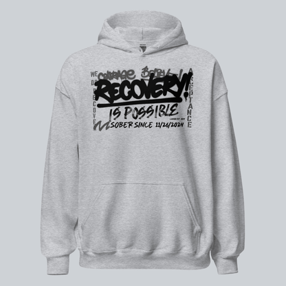 Recovery Is Possible Hoodie with Date Recovery Hoodie lifestyle view (view 35)