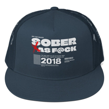 Sober As F ck Trucker Sober Sober Hat flat lay styled image (view 3)