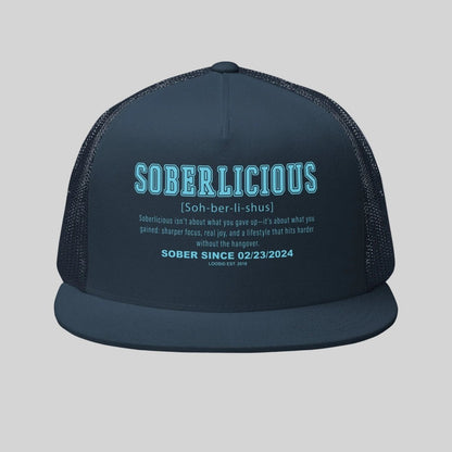 Soberlicious Definition w Custom Sobriety Date Sober Hat close-up view (view 2)
