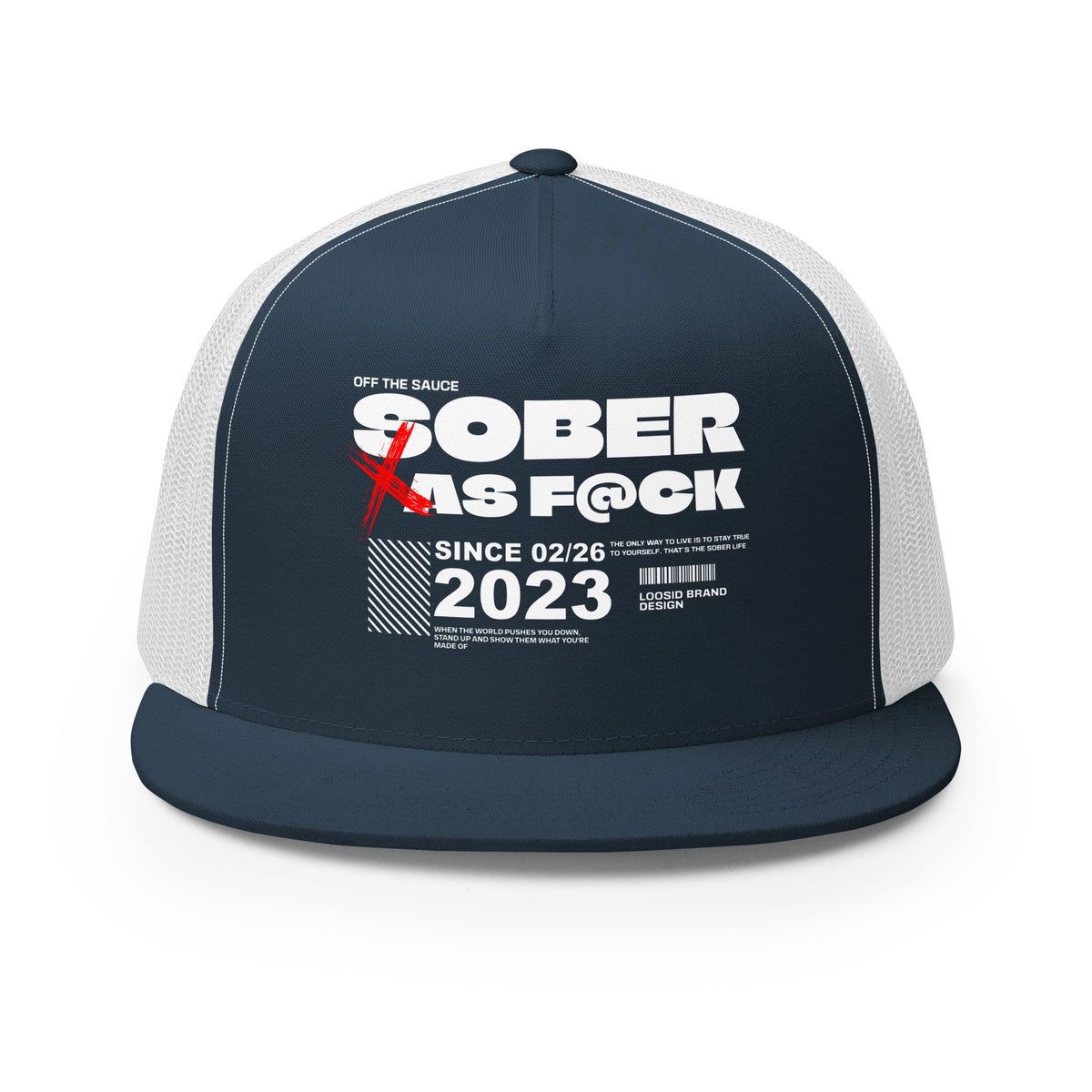 Trucker-style sober hat featuring personalized sobriety date