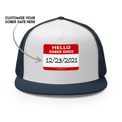Hello Sober Since Sober Hat featuring the design (view 11)