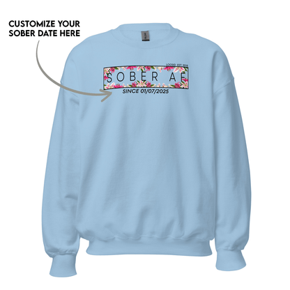 Sober AF Sweatshirt w Custom Sobriety Date Recovery Hoodie lifestyle view (view 5)