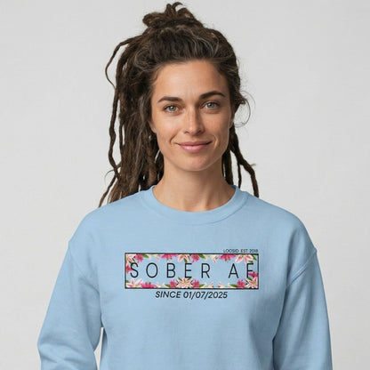 Sober AF Sweatshirt w Custom Sobriety Date Recovery Hoodie side view (view 6)