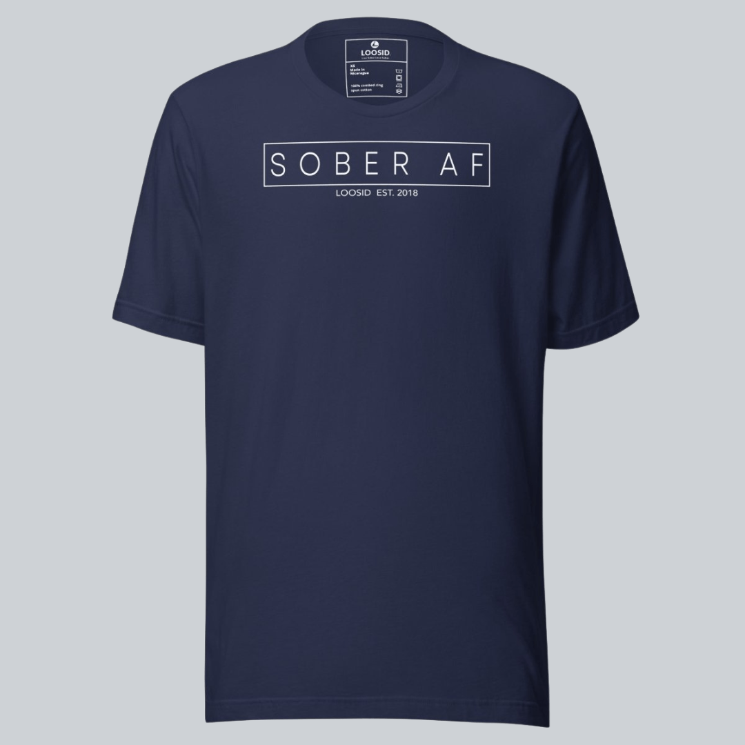 Sober AF Men's Tee for Strength and Recovery Sober T Shirt packaging detail (view 8)