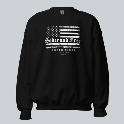 Sober and Free Sobriety Recovery Hoodie flat lay styled image (view 3)