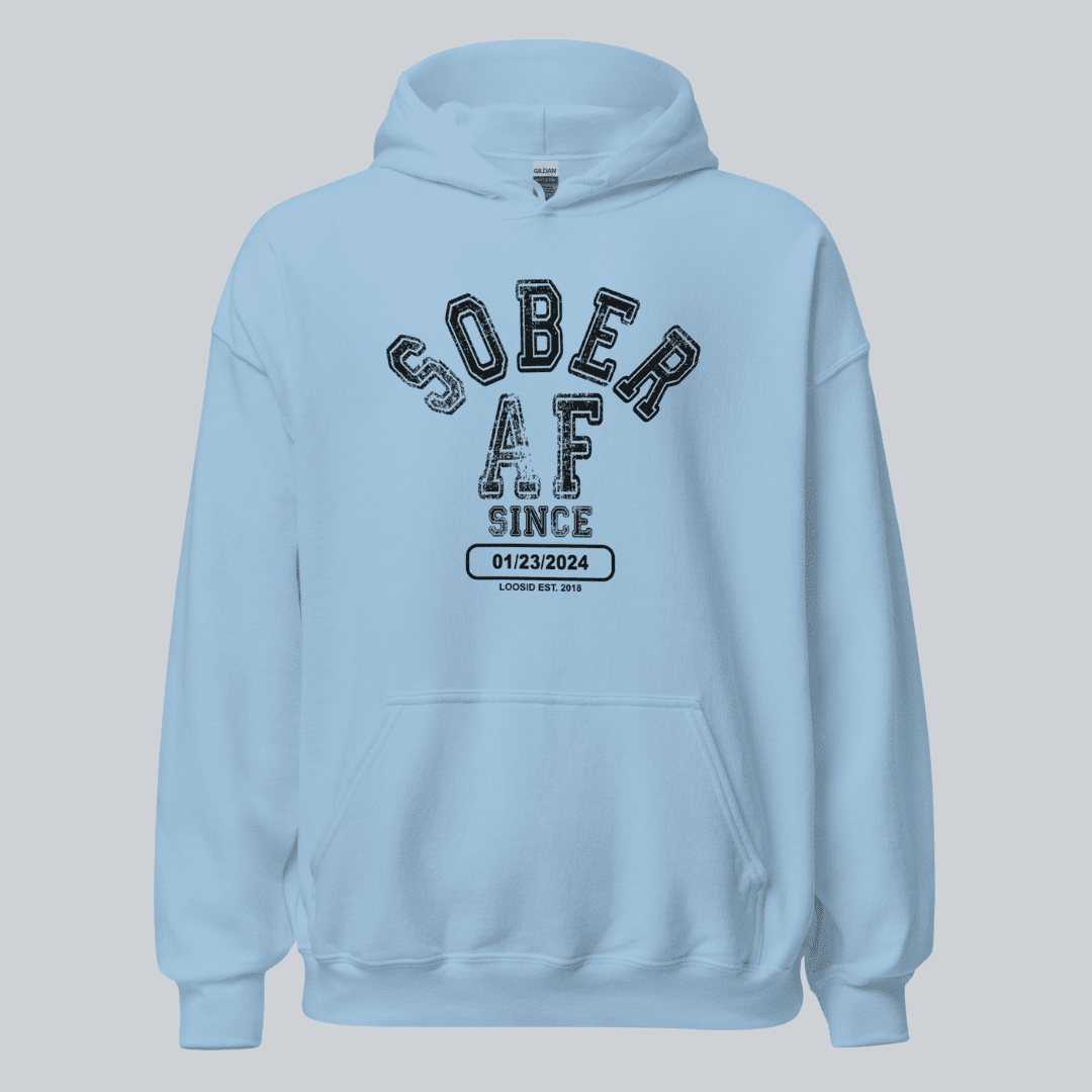 Sober AF Since Recovery Hoodie close-up view (view 42)