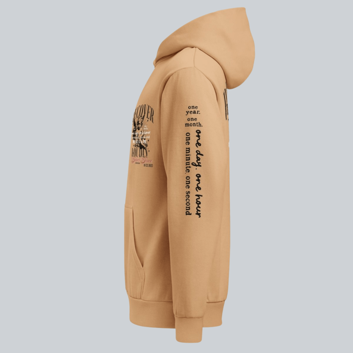 Recover Loudly Tan Recovery Hoodie Limited Edition Recovery Hoodie side view (view 6)