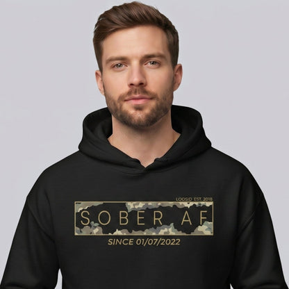 Loosid Sober AF Camo Recovery Hoodie featuring the design