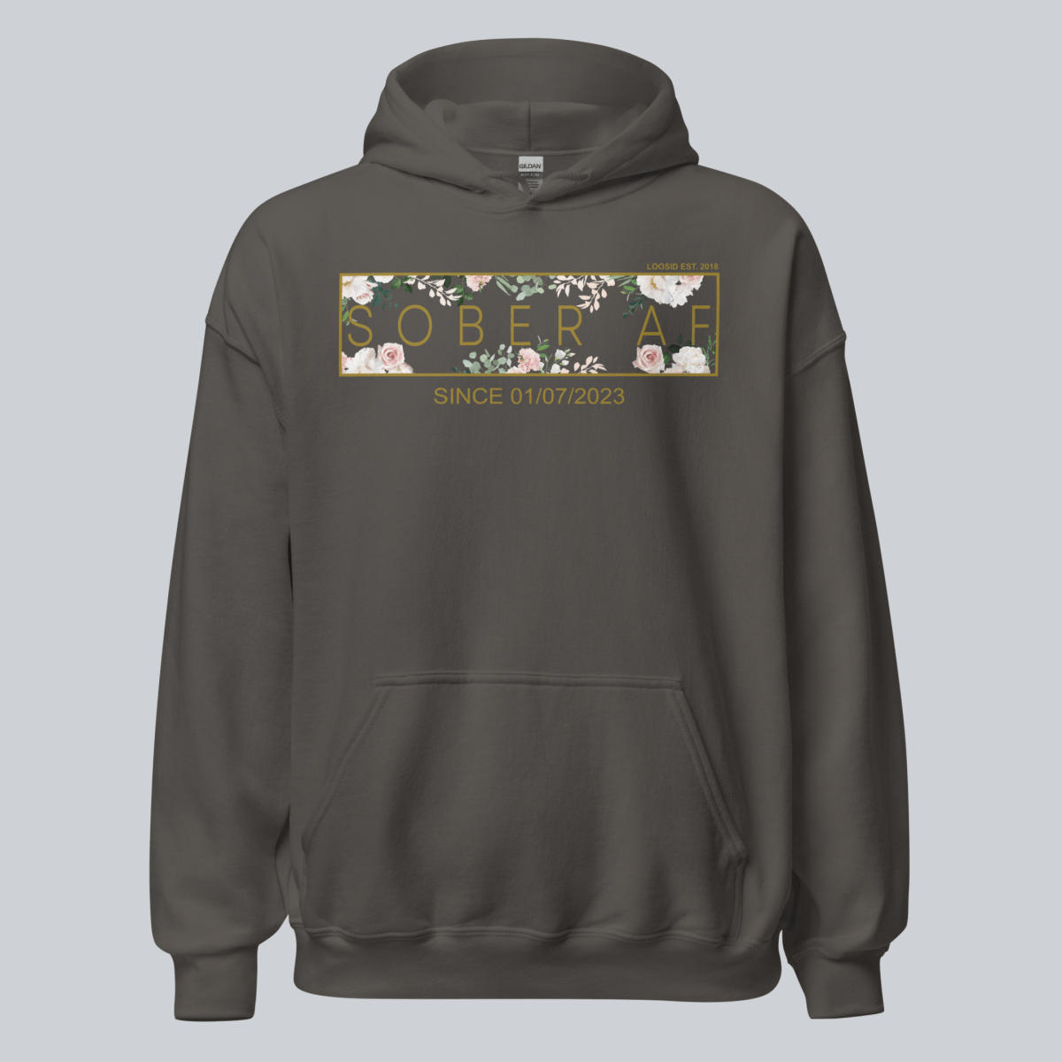 Sober AF Flower Recovery Hoodie back view (view 47)