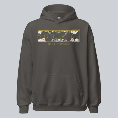 Sober AF Flower Recovery Hoodie back view (view 47)