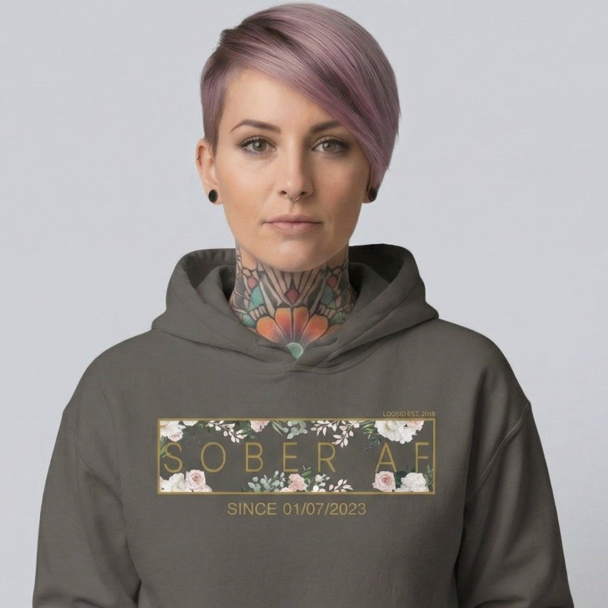Sober AF Flower Recovery Hoodie product photo (view 50)