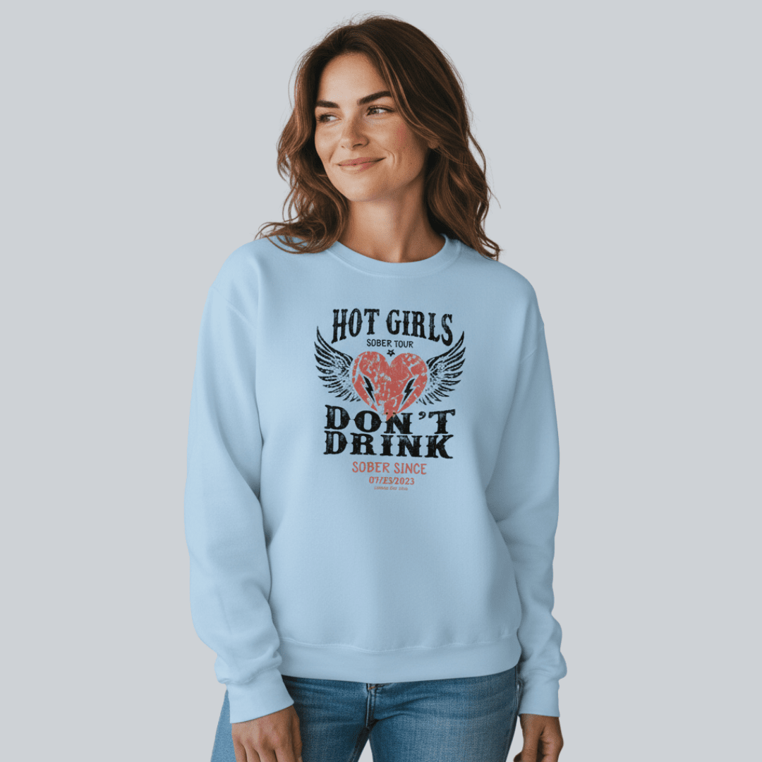 Hot Girls Sobriety Recovery Hoodie flat lay styled image (view 23)
