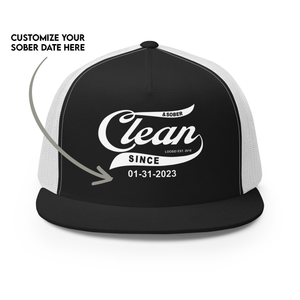 Sober hat with “Clean Since” design and custom sobriety date