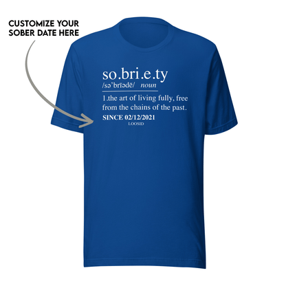 Sobriety Definition Men's w Personalize Sober Date Sober T Shirt packaging detail (view 8)