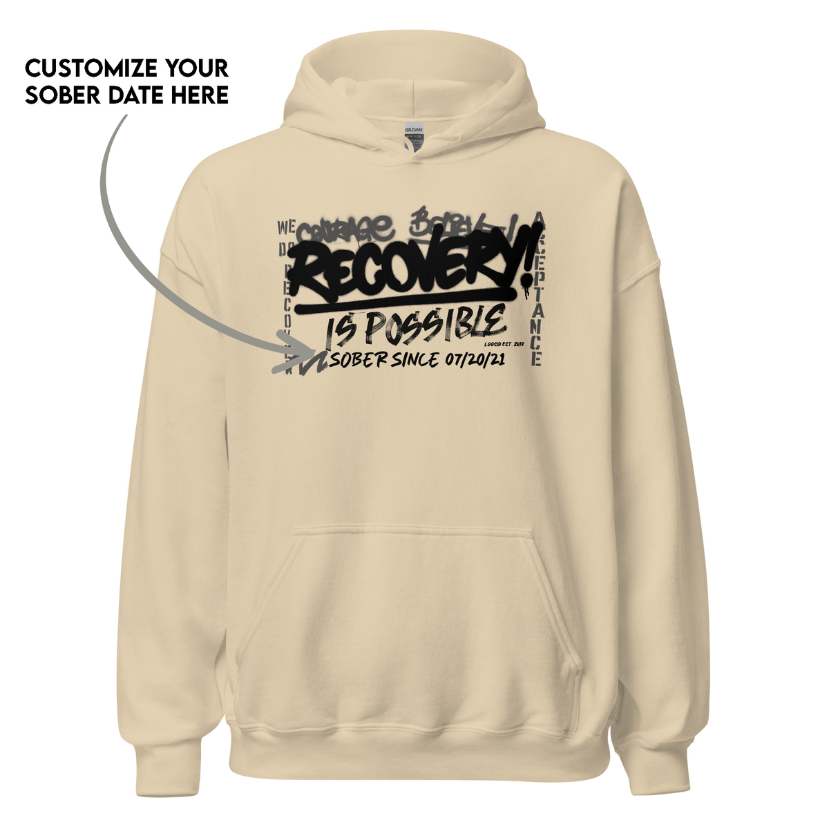 Empowering Recovery Hoodie for men in sobriety