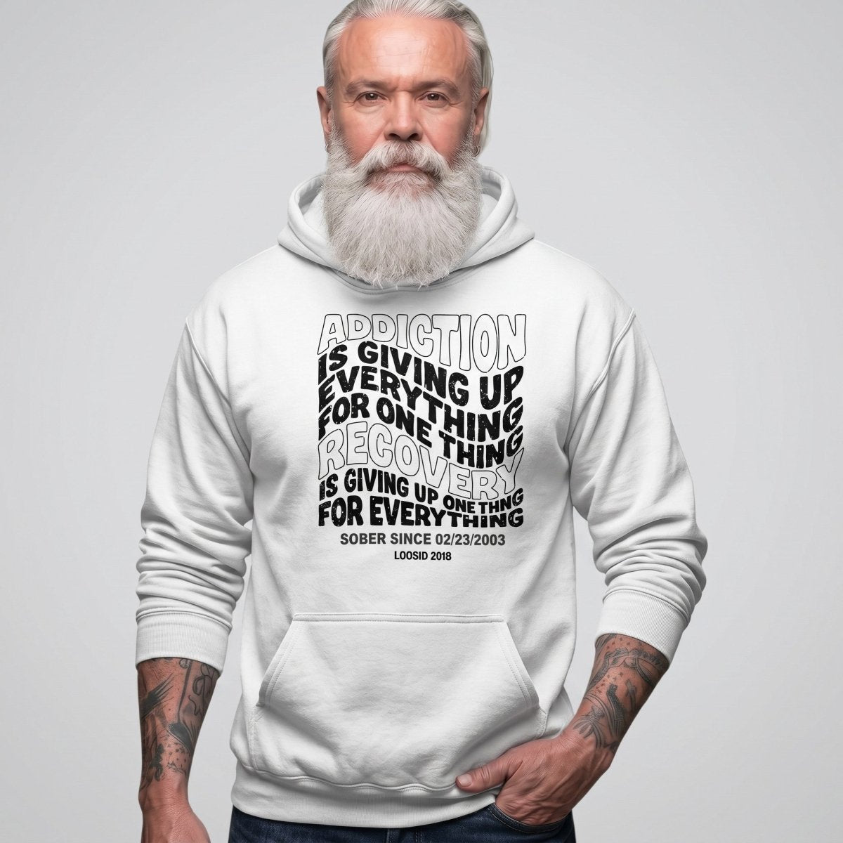 Addiction is Giving up Recovery Hoodie lifestyle view (view 25)