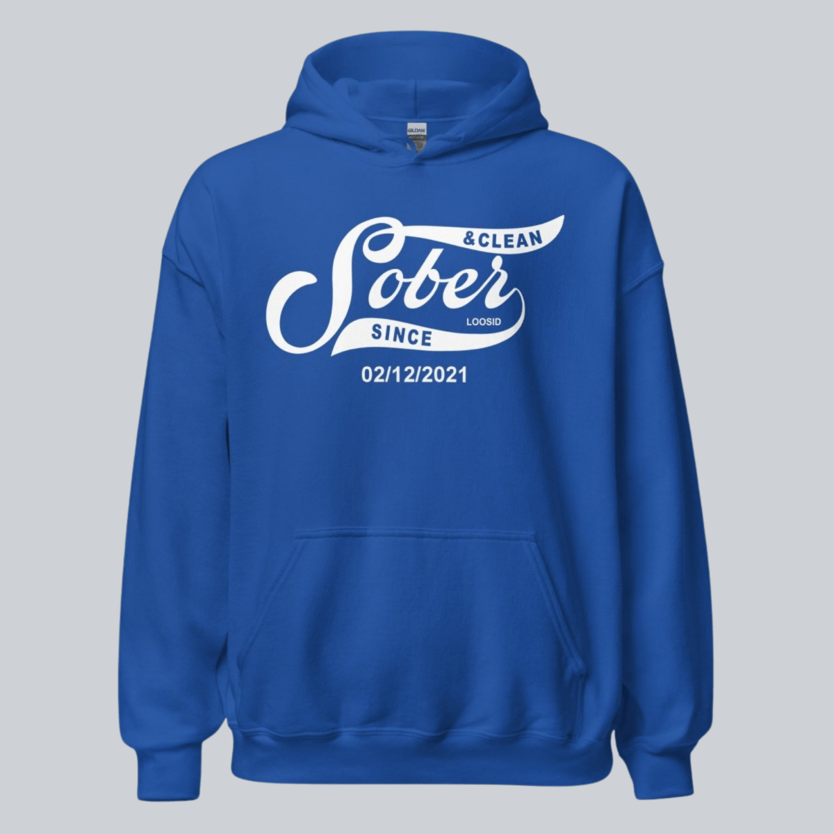 Men Sober Since Recovery Hoodie flat lay styled image (view 13)