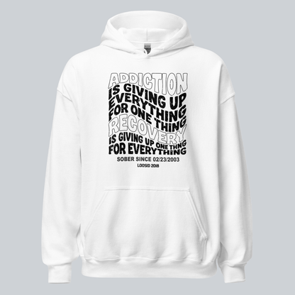 Addiction is Giving up Recovery Hoodie close-up view (view 22)