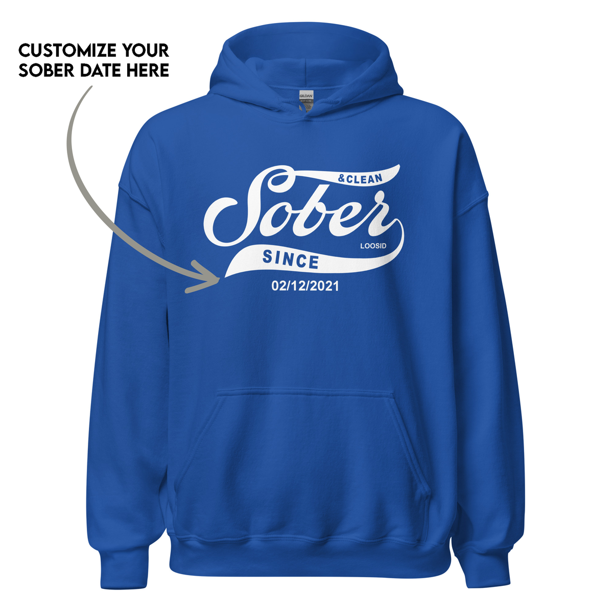 Personalized recovery hoodie shown in lifestyle setting