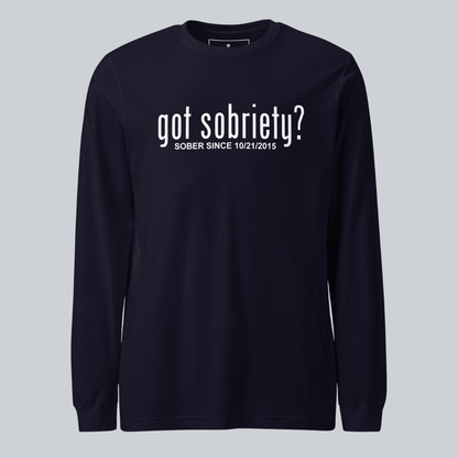 Got Sobriety Long Sleeve Sober T Shirt back view (view 7)