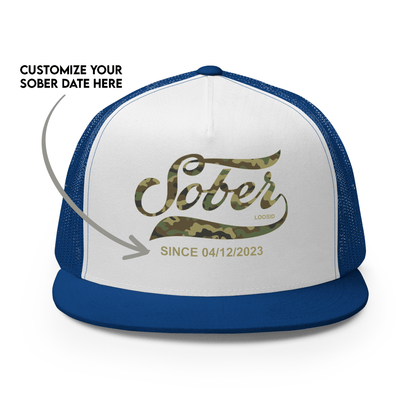 Sober Since Camo w Personalized Date Sober Hat close-up view (view 12)