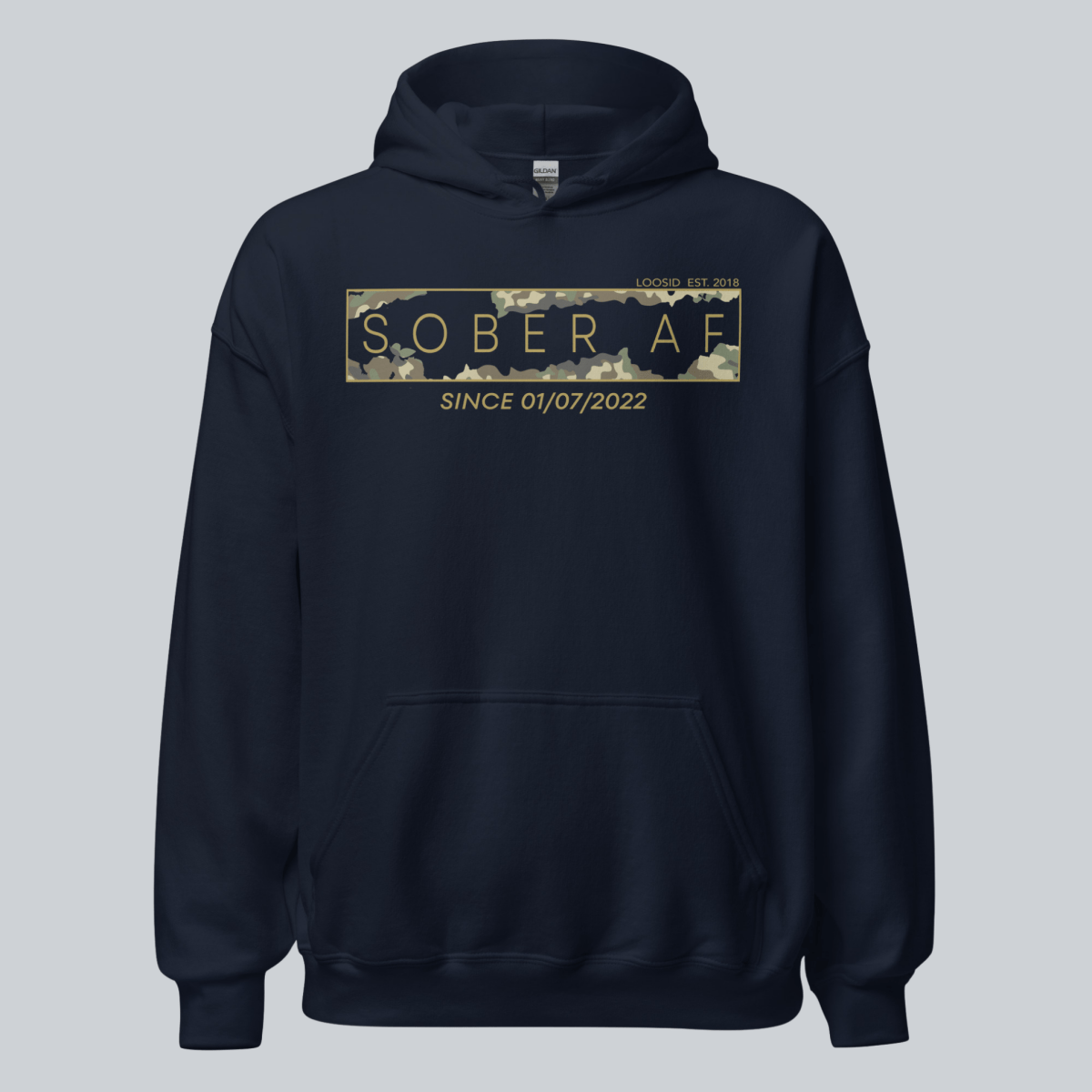 Sober AF Camo Recovery Hoodie side view (view 26)