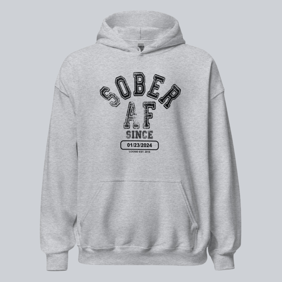 Sober AF Since Recovery Hoodie featuring the design (view 21)