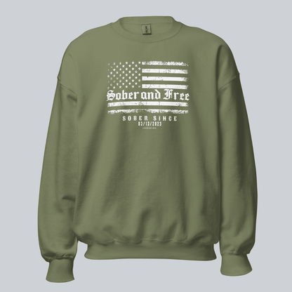 Sober and Free Sobriety Recovery Hoodie flat lay styled image (view 13)
