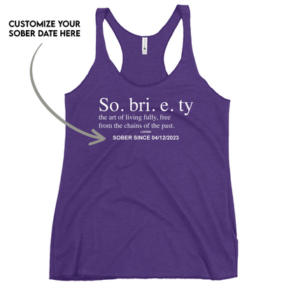 Sobriety Definition Women's w Personalize Sober Date Sober Tank Top graphic detail (view 14)