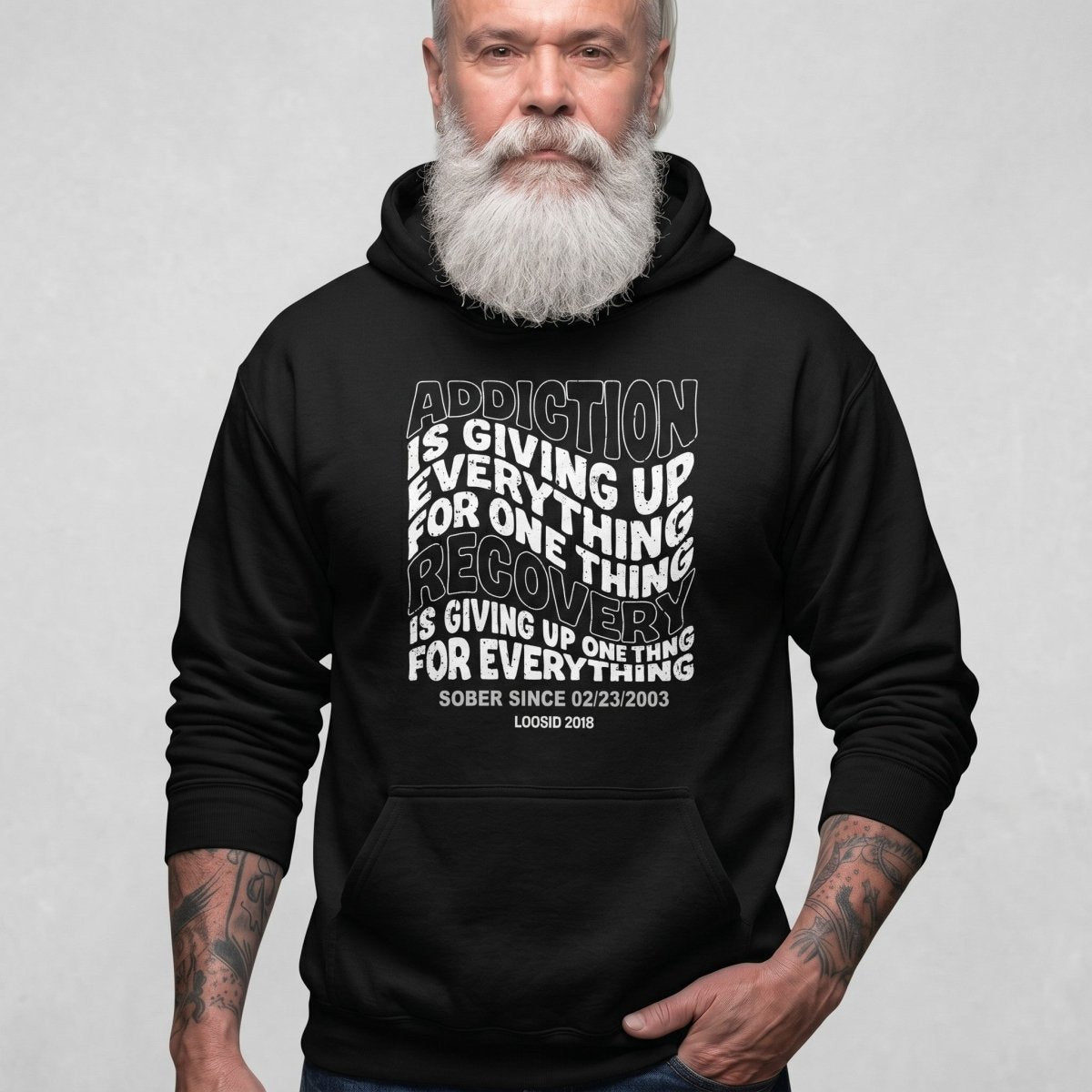 Addiction is Giving up Recovery Hoodie side view (view 6)