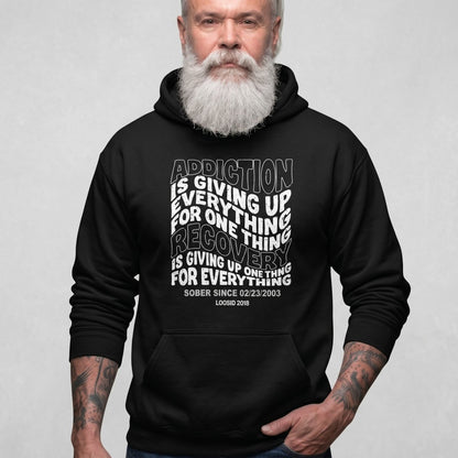 Addiction is Giving up Recovery Hoodie side view (view 6)